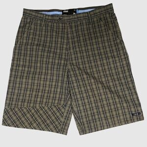 Oakley Loose Fit Plaid Flat Front Shorts Cotton Casual Skateboard Travel Mens 36